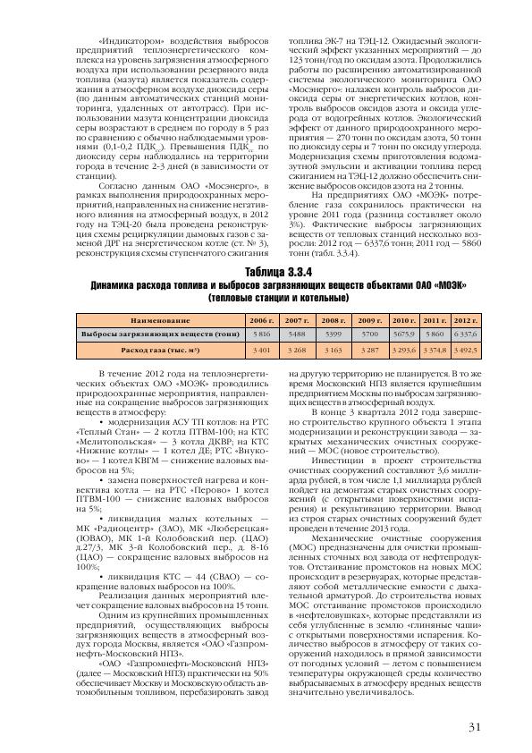 Доклад о состоянии окружающей среды в городе Москве в 2012 году