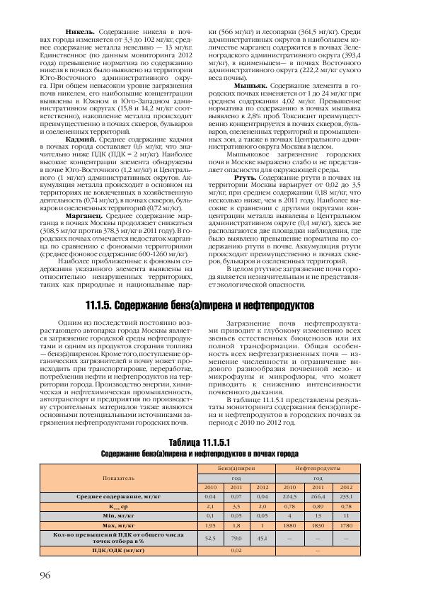 Доклад о состоянии окружающей среды в городе Москве в 2012 году